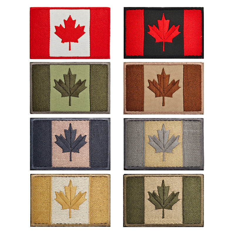 Flaga kanady Patch liść klonu flaga 4 kolor haftowane taktyczne naszywki wojskowe armii aplikacja w paski odznaka
