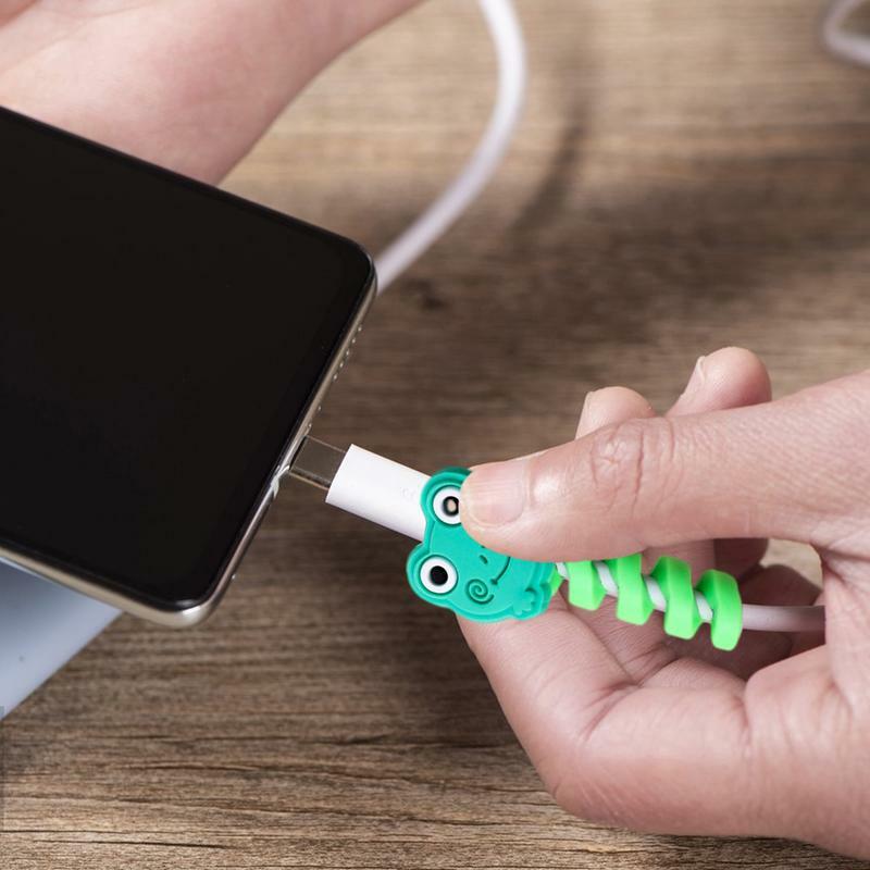 Przewód ładujący ochronny silikonowy Organizer dla zwierząt do ładowania kabla Cute Cord Saver do kabla USB kolorowe przewód ładujący