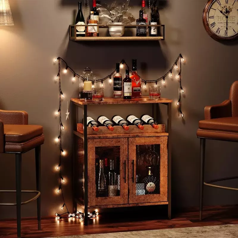 Destacável Wine Bar Cabinet com vidro titular