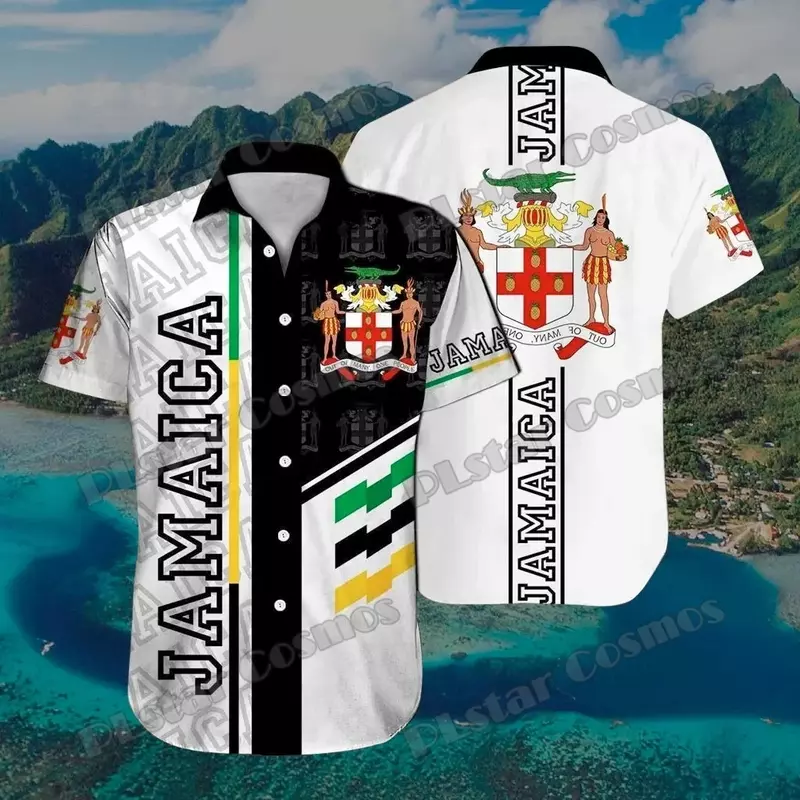 PLstar Cosmos giamaica Lion Coat Of Arms Hawaii Pattern camicia hawaiana da uomo stampata in 3D camicia da spiaggia Casual Unisex estiva DXS09
