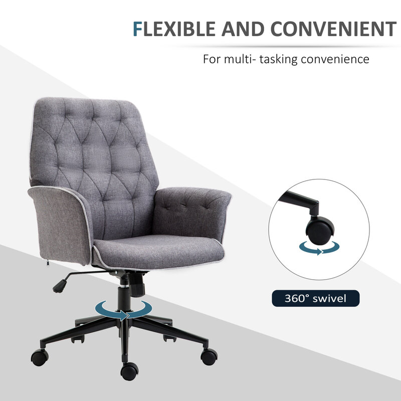 Chaise de bureau moderne en lin avec design capitonné, chaise de bureau luxueuse, réglable pour un confort ultime, recommandée