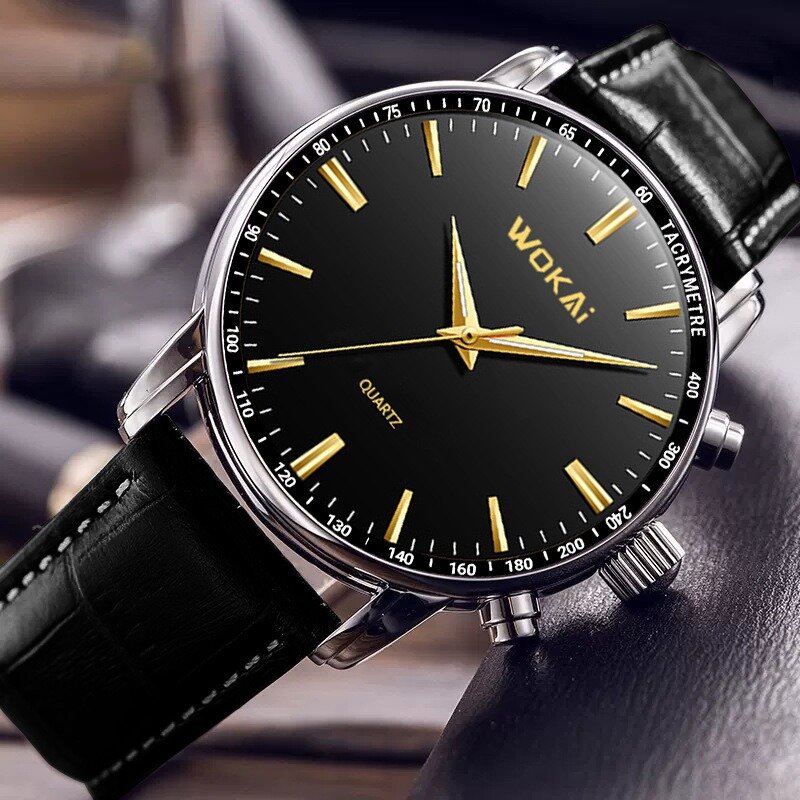 2023 neue Wokai Herren uhren Mode Business Uhren Herren lässig Ledergürtel Quarz Armbanduhren Relogio Masculino Reloj Hombre