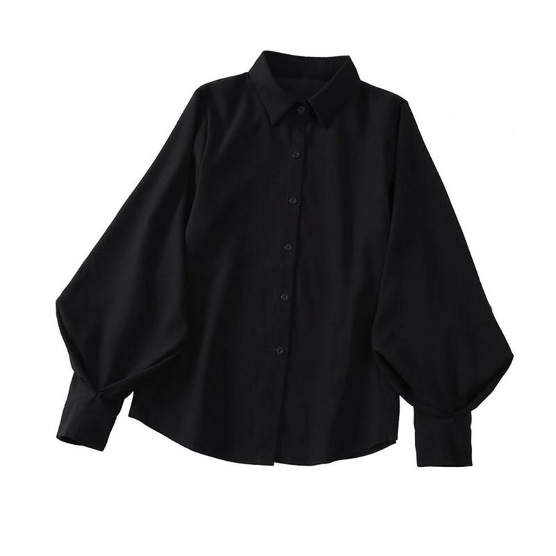 Blusa cómoda para mujer, ropa de calle, camisa informal con manga farol, diseño de botonadura única, holgada A la moda