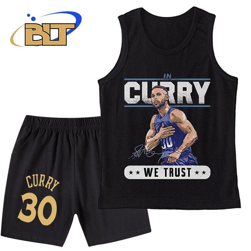 Stephen Curry pakaian anak laki-laki, setelan rompi celana pendek kasual olahraga dan celana 2 potong untuk anak laki-laki musim panas