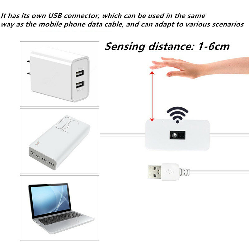 Lampu Sensor ON OFF Sapu Tangan Strip USB Lampu LED Bergerak Lampu Latar TV Dapur Tidak Tahan Air 5V Lampu Di Bawah Kabinet Lampu LED