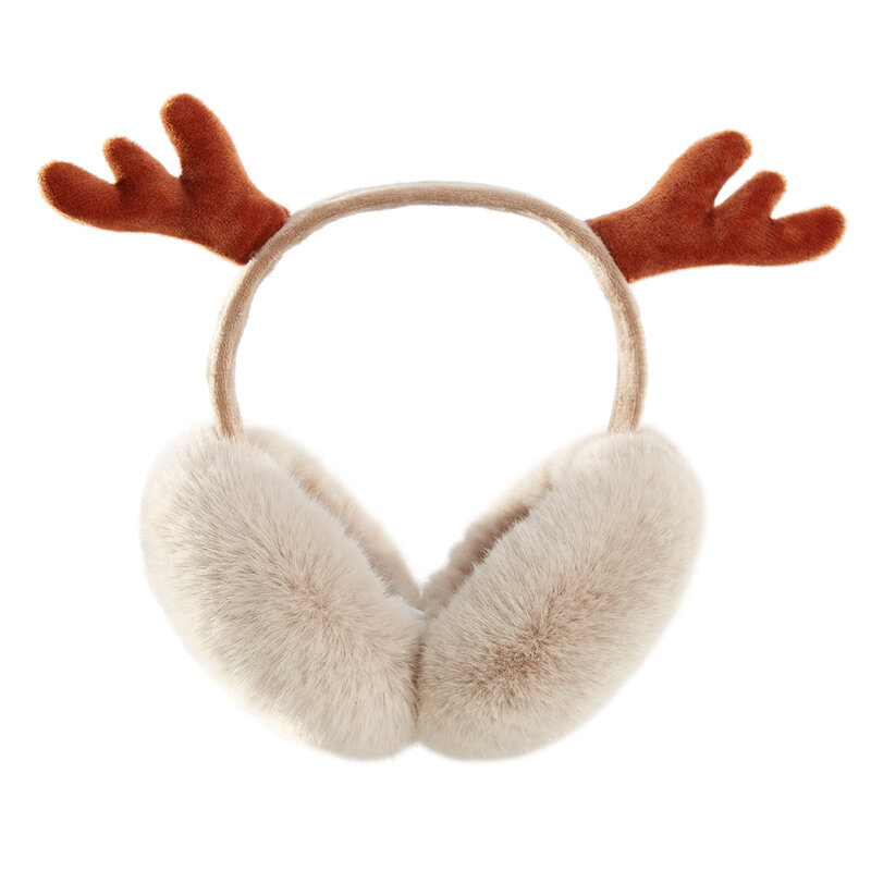 New Red Elk Horn Earmuffs Brown Collapsible False Rabbit Hair Ear Warmth Christmas Present for Wife Children Gift