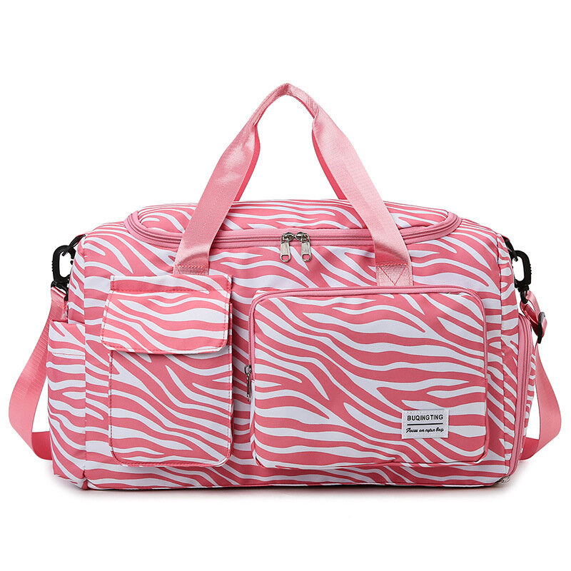 Nowa torba podróżna w panterkę Nylonowa torba sportowa o dużej pojemności z torbą do prania Weekend Overnight Baggage Bag