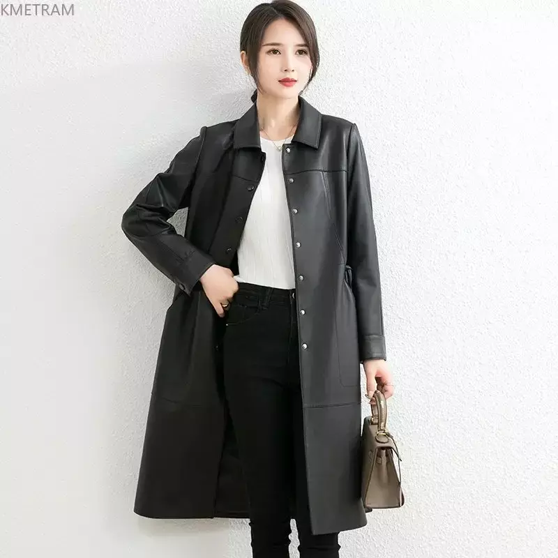Real Leather Jacket Women Elegant Genuine Sheepskin Leather Jackets for Women 2024 Mid-length Windbreaker Slim Leather Coat SGG