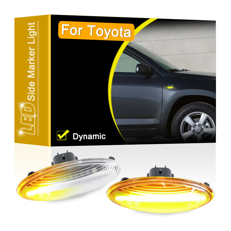 12 В прозрачные линзы, динамический Светодиодный Боковой габаритный фонарь в сборе для Toyota Yaris/MK2 RAV4/MK3 Auris/MK1 Corolla, поворотный сигнал