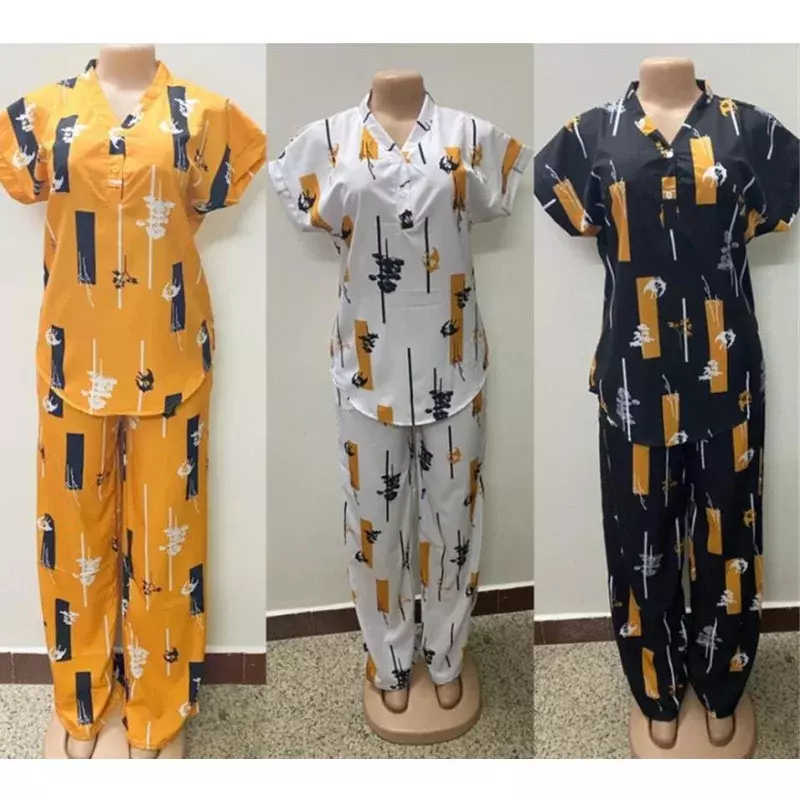 Set di pantaloni alla moda africana camicetta da donna pantaloni dritti Set di due pezzi camicia da donna Set di tute estive Top coordinati