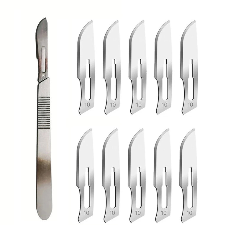 10Pcs STERILE Scalpel Blades #10 with Handle for Dermaplaning ,Pedicure, Crafts,Modelling,Medical,Eyebrow Razor