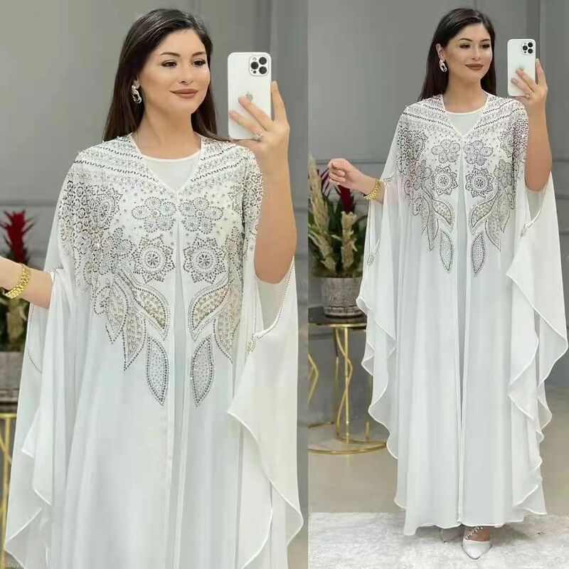 Африканский наряд Boubou из двух предметов, женское платье, турецкое шифоновое платье Дубая, элегантное вечернее платье, новинка 2024