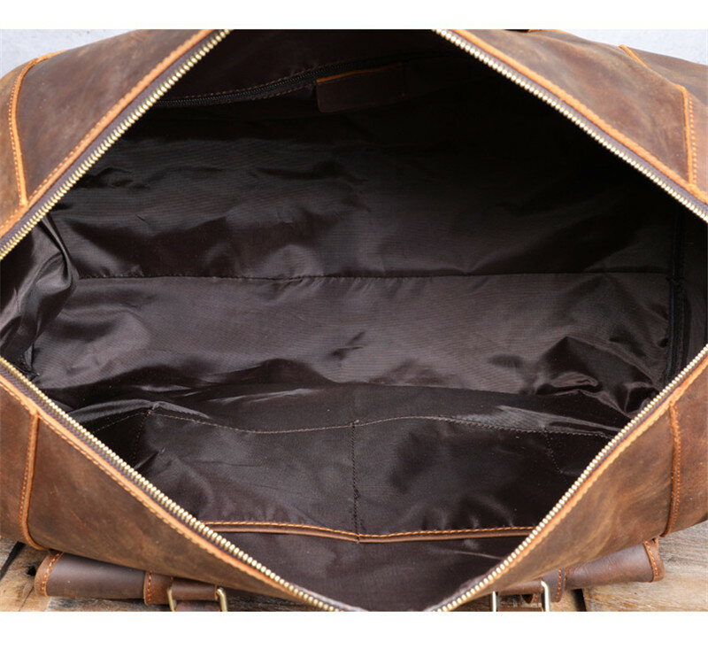 Vintage large capacity genuine leather travel bag natural crazy horse cowhide handbag duffel bag outdoor weekend luggage bag