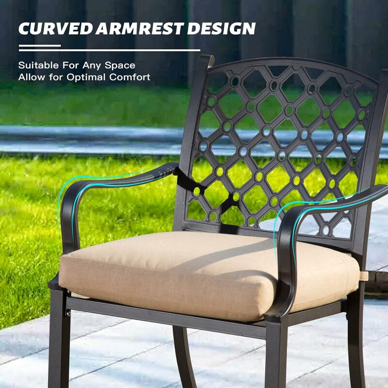 Patio Dining Sets All-Weather Metal Outdoor Modern Dining Sets with Table for Lawn Garden Backyard Deck with Cushions