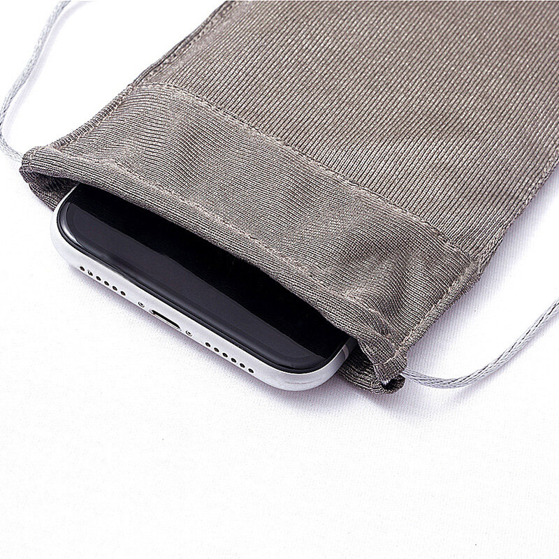 Bolsa de protección de bolsillo para teléfono con cordón de aluminio, protección antirradiación de fibra plateada, nueva bolsa de blindaje de señal Universal