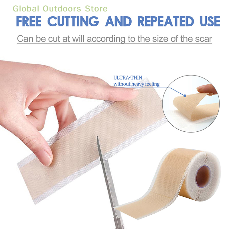 1Roll profesional silikon lembaran bekas luka luka bekas luka perawatan dapat digunakan kembali silikon bekas luka strip untuk Keloid, c-bagian, operasi, luka bakar