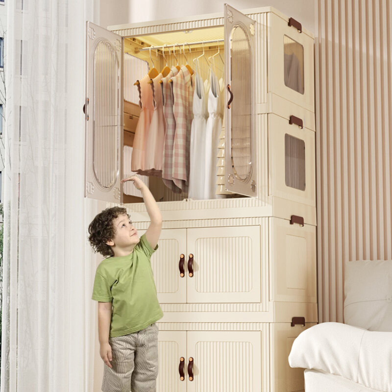 Estantes móviles para armarios de niños, organizador de almacenamiento, armario para habitación de niños, perchas, muebles Szafa Na Ubrania MR50CW