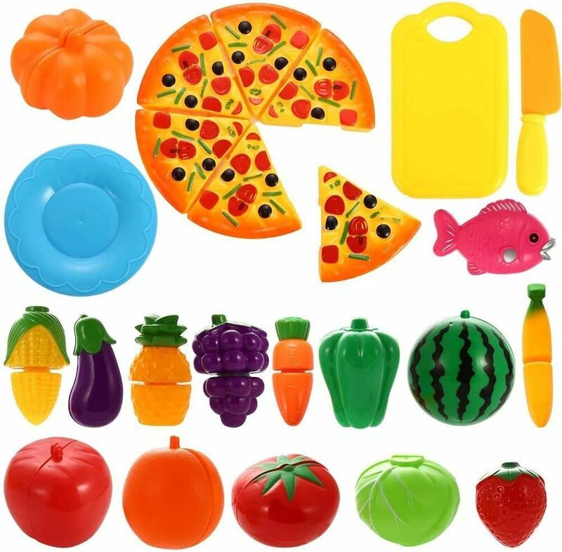 Juego de cortar frutas y verduras para niños, juego de cocina de plástico para cortar alimentos, juego de simulación, juguetes educativos para niños