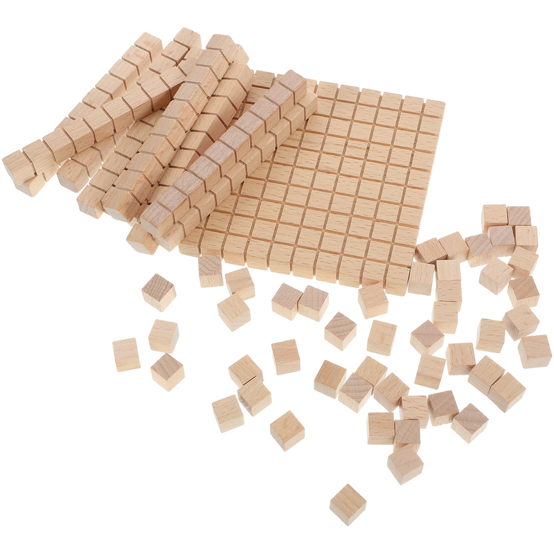 Suministros de aprendizaje de matemáticas para niños, 61 piezas, modelo de bloques de construcción de matemáticas, manipuladores de madera para niños