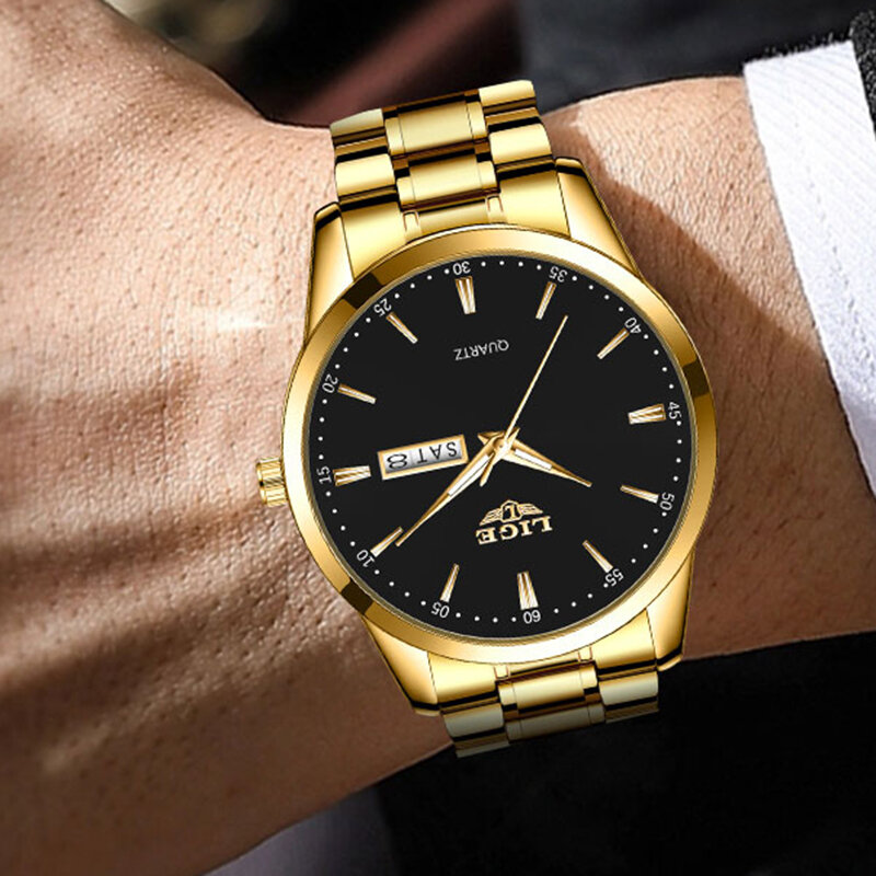 Top Brand Men's Quartz Watches LIGE Business Luminous Waterproof ClockFull Steel Strap Wristwatches for Men Relogio Masculino
