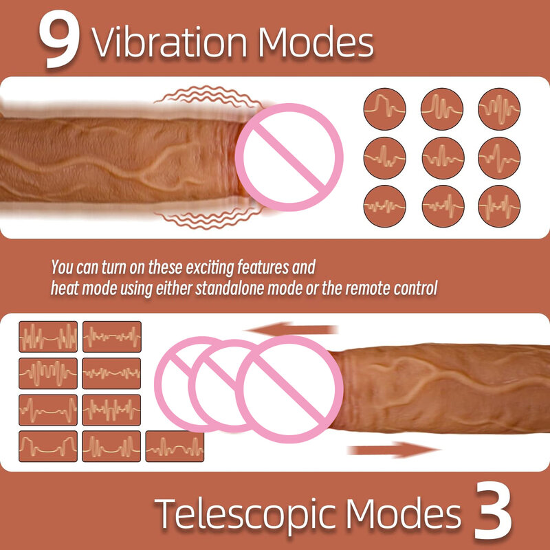 Realistische Dildo Vibrator Voor Vrouwen Seksspeeltjes Verwarming Grote Haan Afstandsbediening Penis Telescopische Vibrators Anale Vrouwelijke Stimulator