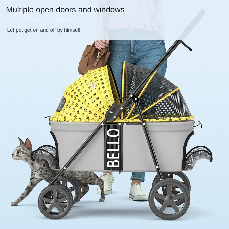 Lightweight Folding Pet Stroller, carrinho para cão grande e gato, novo, M, L