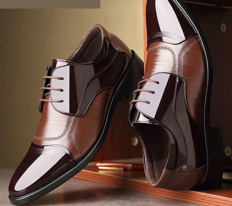Nowe wiosenny i jesienny nowy męskie buty na co dzień modne solidna skóra buty formalne biznes płaskie z okrągłym noskiem lekkie oddychające wiązane buty