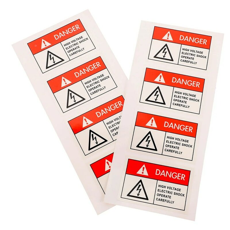 Etiquetas antidescargas eléctricas, señal de peligro, papel sintético, precaución, alto voltaje, 8 piezas