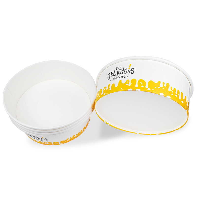 Kraft Food Paper Bowl, Descartável, Adequado para Recipiente de Sopa e Noodles, Impermeável, Produto personalizado, Logotipo personalizado