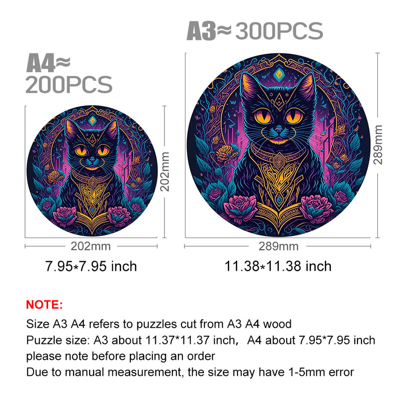 Mysterious Wooden Jigsaw Puzzle Board Games Animal Cat Round Shaped Wood Puzzles Toys Secret Puzzle Boxes Package Best Gift
