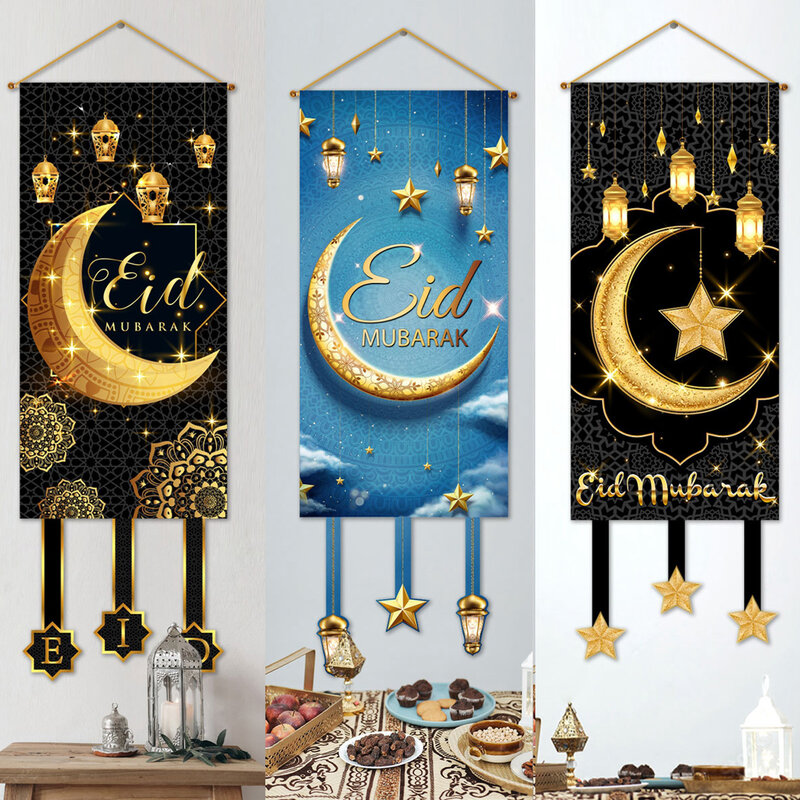 Eid украшение Мубарак 2024 подвесной флаг Рамадан для домашней двери исламский мусульманский рандемный Декор Рамадан вечерние Eid Al-Fitr подарок