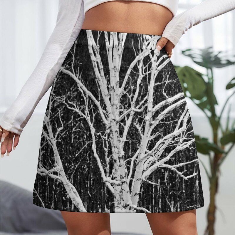 White Birch Tree In Black And White Mini Skirt dresses for prom Woman skirt