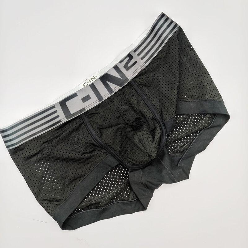 CIN2บ็อกเซอร์ตาข่ายระบายอากาศได้ดีของผู้ชาย, jockstrap ยกสูงกางเกงในผู้ชายผ้าฝ้ายด้านในกางเกงในยืดหยุ่นเซ็กซี่สบายกางเกงใน