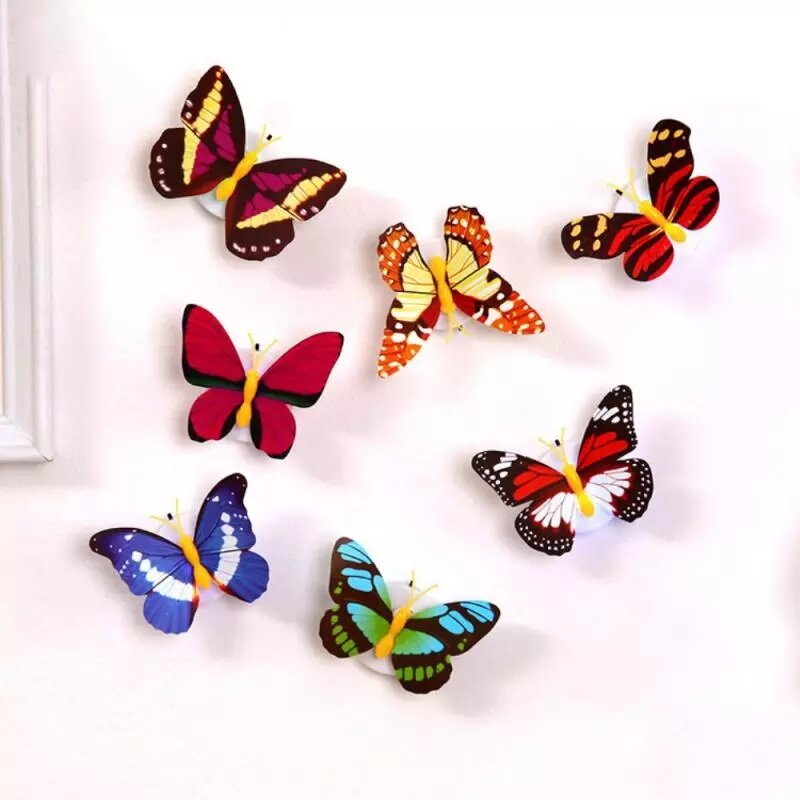 3D Butterfly Wall Stickers, Night Lights, Lâmpadas Pasteable, Decoração para casa, DIY, Iluminação da sala, 1 Pc, 5Pcs