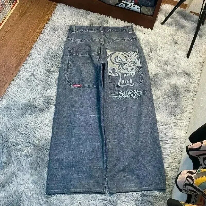 JNCO-pantalones vaqueros holgados Y2K para hombre y mujer, Jeans bordados vintage de alta calidad, ropa de calle gótica de Hip Hop, Harajuku, jeans de pierna ancha informales