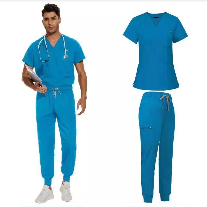 Мужской хирургический халат высокого класса для операционной, однотонная хирургическая униформа для мужчин и женщин, костюм для хирургической ручной стирки с короткими рукавами