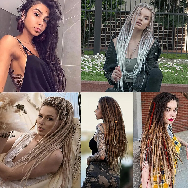 5 Root/pack 24inch Dreadlock hair Extensions Synthetic wigs crochet braiding hair African women Hip hop Single Ended Dreads hair