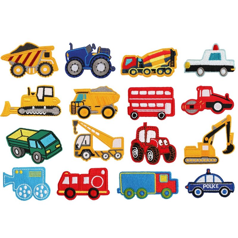 Heiß verkaufen Cartoon Stickerei Patch DIY Traktor Auto Aufkleber selbst klebende Abzeichen Eisen auf Patches Stoff Zubehör für Stoffbeutel
