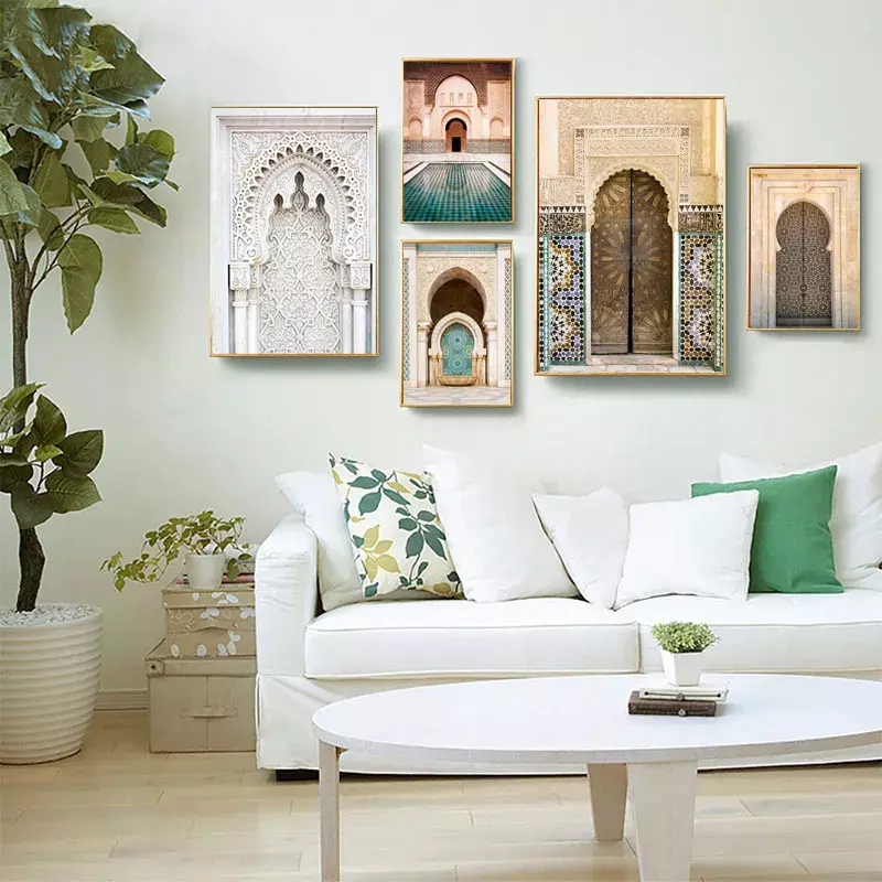 Marokko Deur Arabische Decoratieve Schilderijen Architectuur Canvas Posters Islamitische Muurkunst Afbeeldingen Afdrukken Voor Woonkamer Interieur