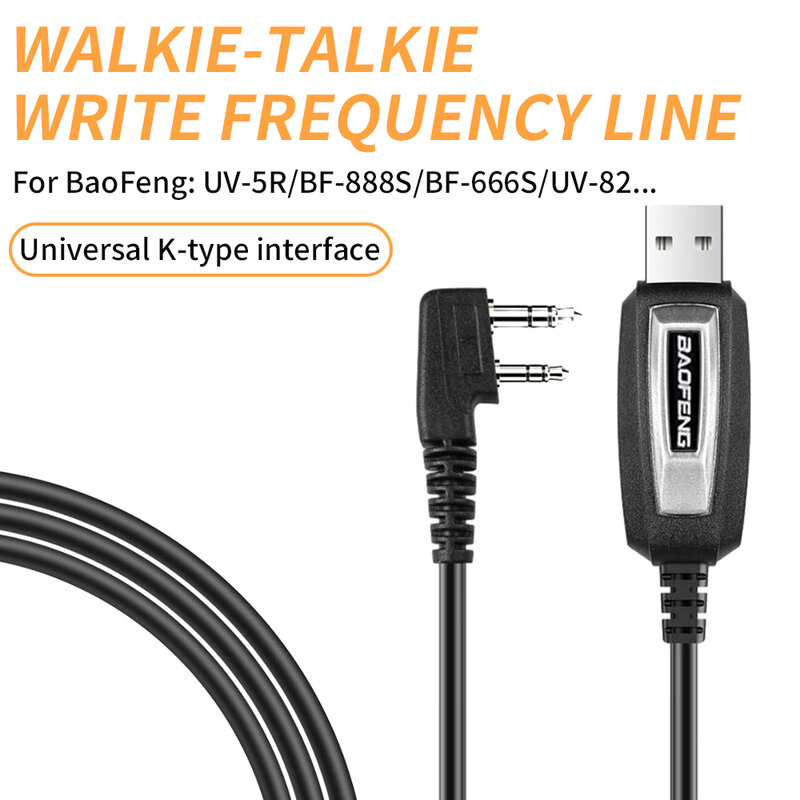 Kabel pemrograman USB dengan CD untuk Baofeng UV-5R 82 888S UV-S9PLUS UV-13 16 17 21 Pro Quansheng UV-K5 5R Plus Walkie Talkie Radio