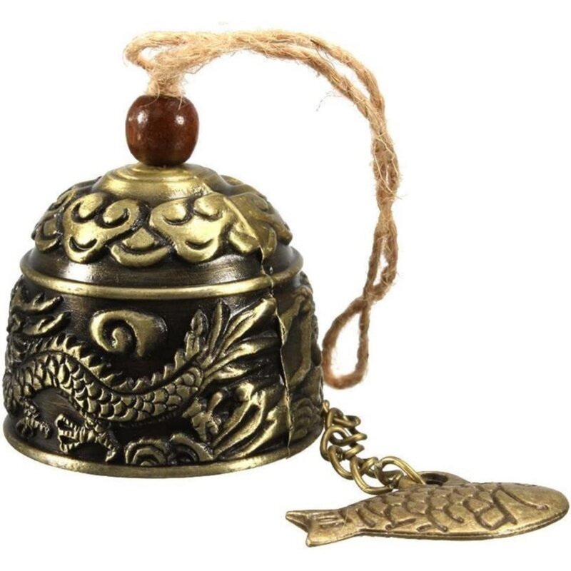 Vintage Dragon Fengshui Bell Toy Good Luck Bless for Home Garden Hanging Windchime Blessing Decoration Gift