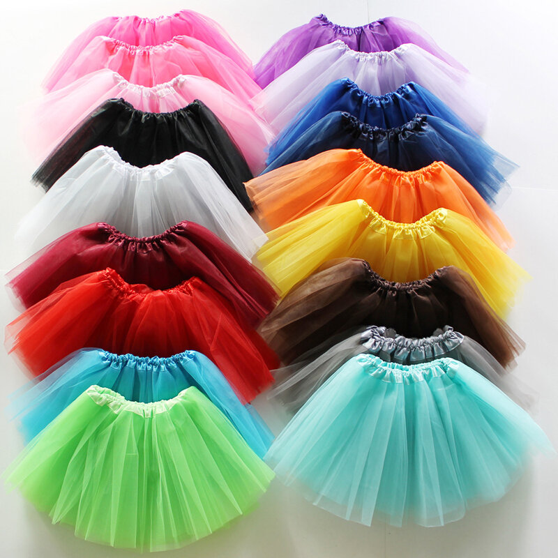 Rok Tutu warna Multi untuk wanita, rok Mini Tutu tari balet elastis, Rok kain Tule kuning peri anak perempuan