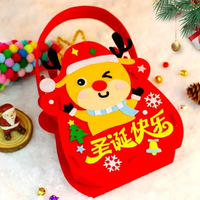 DIY Felt Christmas Tree Bag Santa Claus  For Children Kindergarten Crafts Snowman Educational Toys Decoration Best Gifts