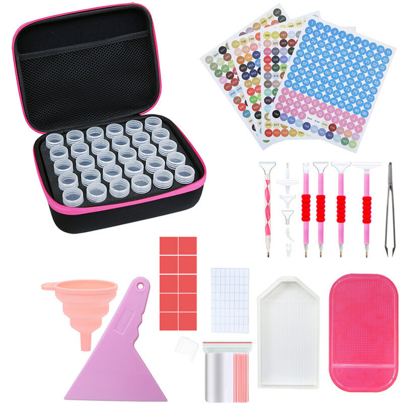 Kit de caja de almacenamiento de 30 piezas, accesorios de pintura de diamantes, etiqueta a todo Color, herramientas de papel, bolsa de contenedores, caja de mosaico