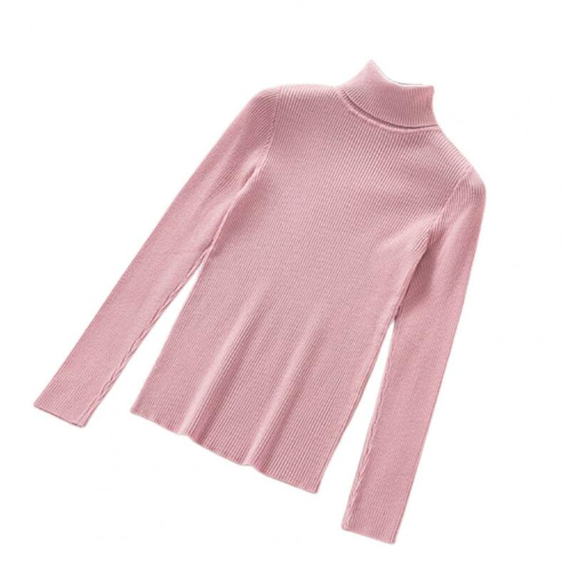 New Women Pullover Turtleneck Sweater Autumn Long Sleeve Slim Elastic Korean Simple Basic Cheap Jumper Solid Color Top