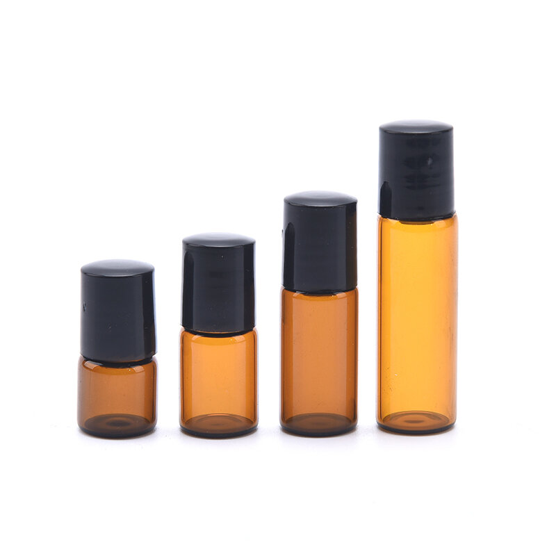 Flacons en verre fin ambré pour huiles essentielles, d'extraction à rouler, 1ml, 2ml, 3ml, 5ml, 10 pièces/paquet