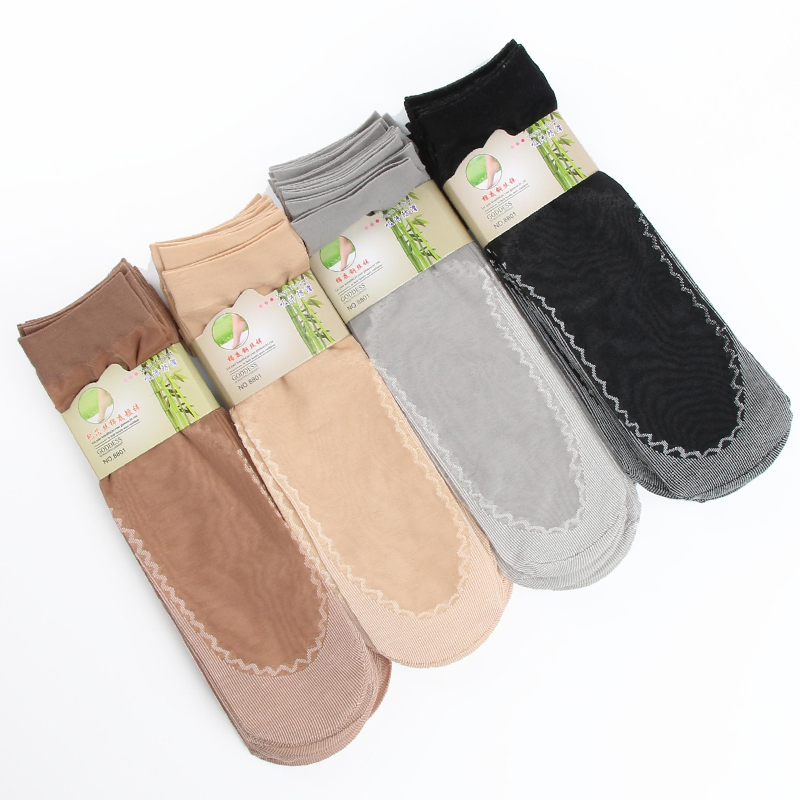 1/10Pairs High Quality Socks Velvet Silk Spring Summer Socks Breathable Soft Cotton Bottom Wicking Slip-resistant Short Sock