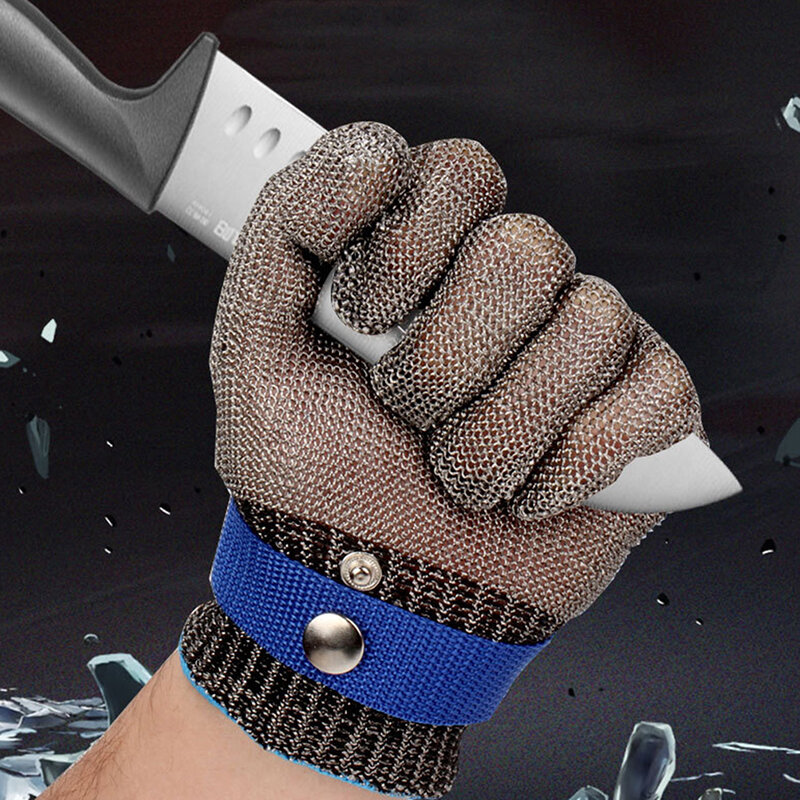 Anti-Schnitt-Handschuhe aus Edelstahl Arbeits schutz Sicherheit Verschleiß fester Schlacht metzger, der fisch abtötende Metall-Eisen handschuhe schneidet