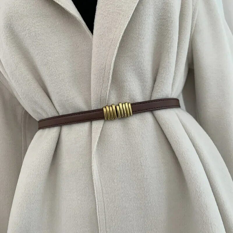 Cinturón elástico de lujo para mujer, correa de cintura fina, cinturón con hebilla de Pin para falda, abrigo, suéter, cinturones de cuero, decoración de banda
