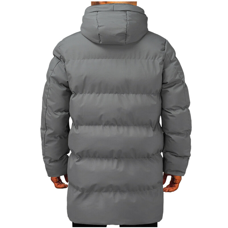 Parka à capuche à manches longues pour hommes, manteau chaud, veste décontractée, monochromatique, poche zippée, noir, gris, vêtements d'extérieur d'hiver